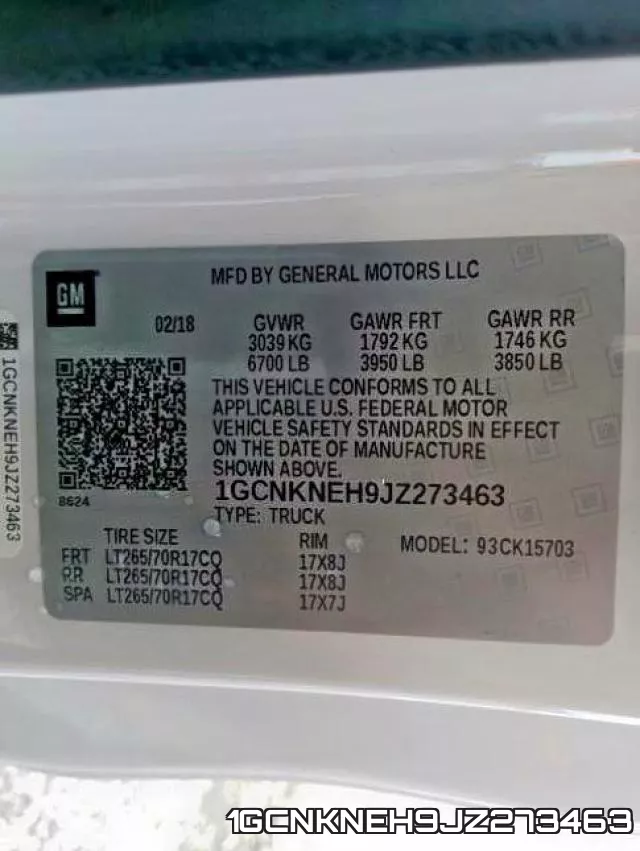 1GCNKNEH9JZ273463 фото 2