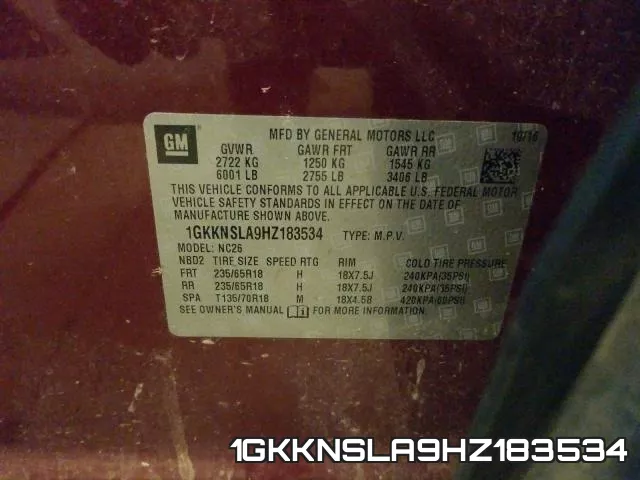 1GKKNSLA9HZ183534 фото 2