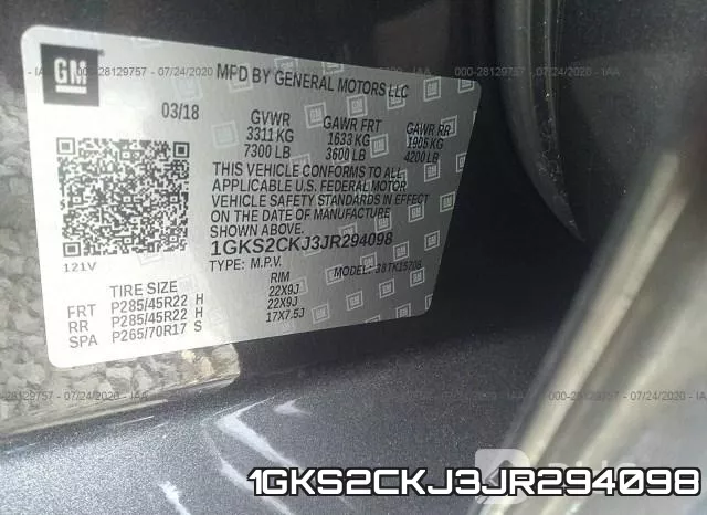 1GKS2CKJ3JR294098 фото 10