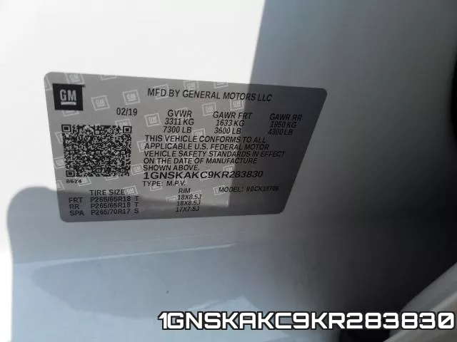1GNSKAKC9KR283830 фото 2