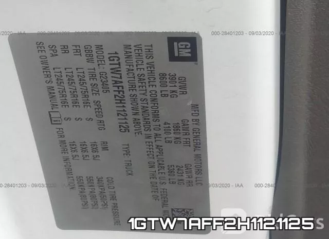 1GTW7AFF2H1121125 фото 10