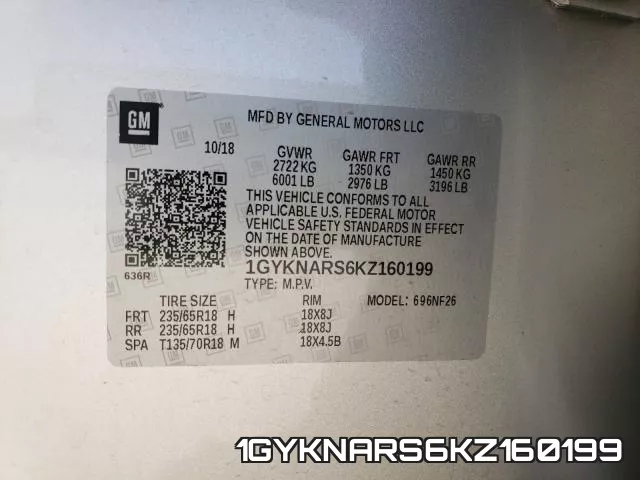 1GYKNARS6KZ160199 фото 2