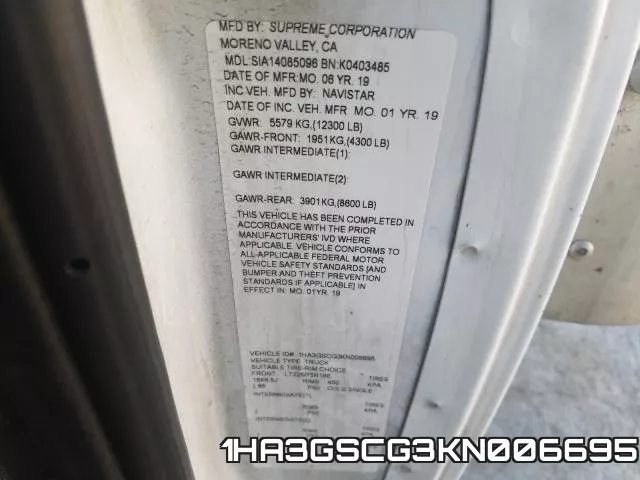 1HA3GSCG3KN006695 фото 2