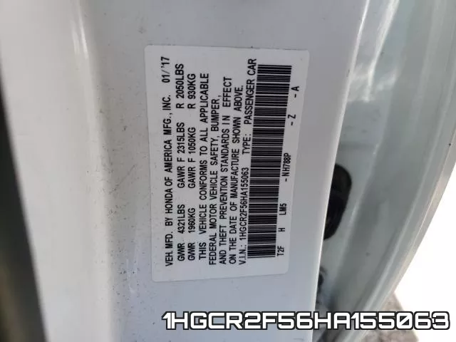 1HGCR2F56HA155063 фото 2