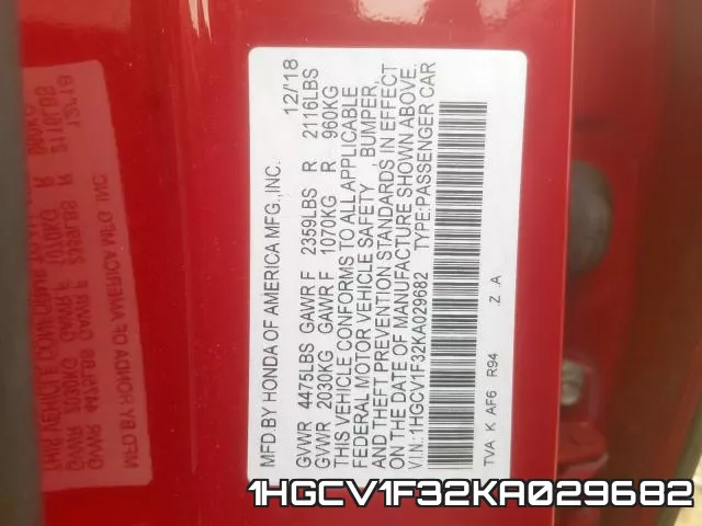 1HGCV1F32KA029682 фото 2