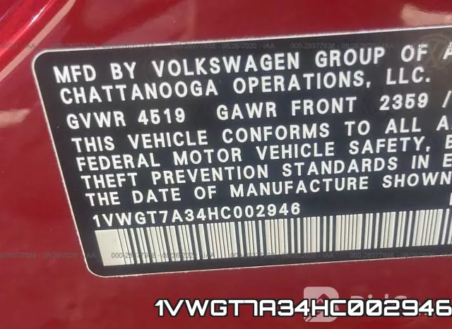1VWGT7A34HC002946 фото 10