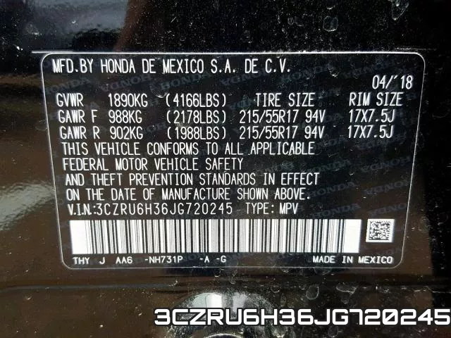 3CZRU6H36JG720245 фото 2