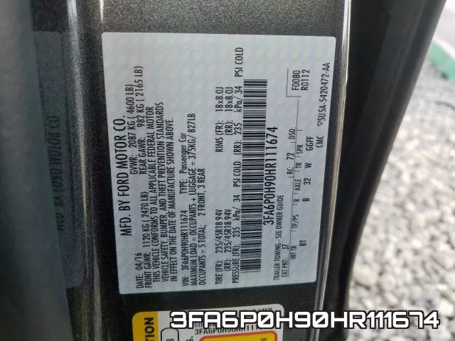 3FA6P0H90HR111674 фото 2