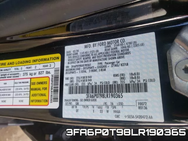 3FA6P0T98LR190365 фото 2