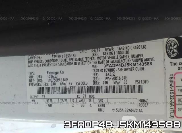 3FADP4BJ5KM143588 фото 10