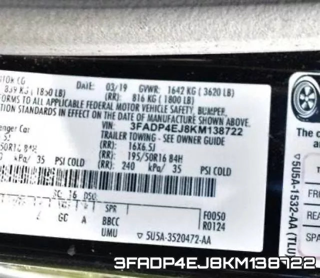 3FADP4EJ8KM138722 фото 2