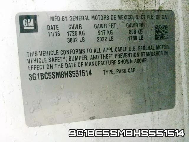 3G1BC5SM8HS551514 фото 2