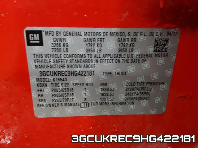 3GCUKREC9HG422181 фото 2