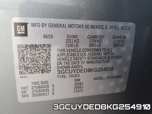 3GCUYDED8KG254910 фото 2