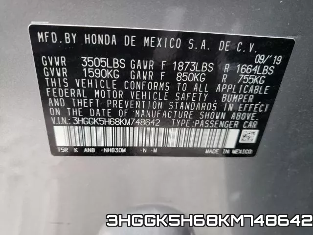 3HGGK5H68KM748642 фото 2