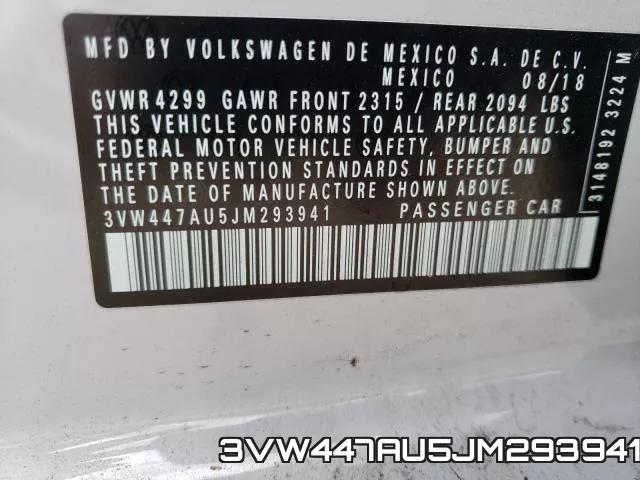 3VW447AU5JM293941 фото 2