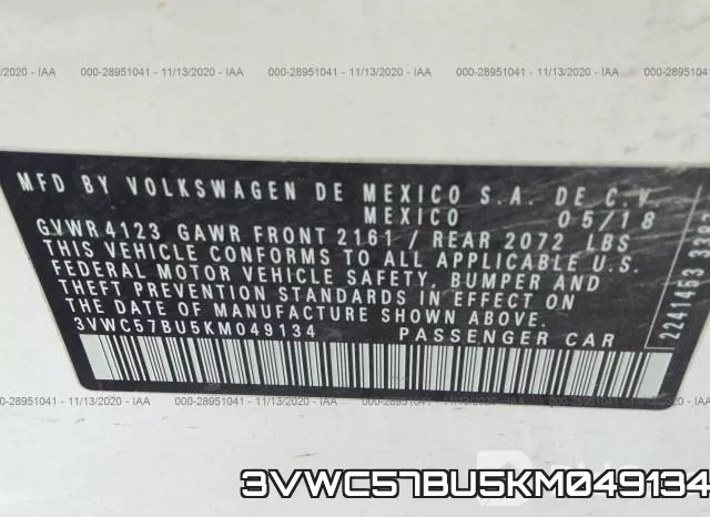 3VWC57BU5KM049134 фото 10