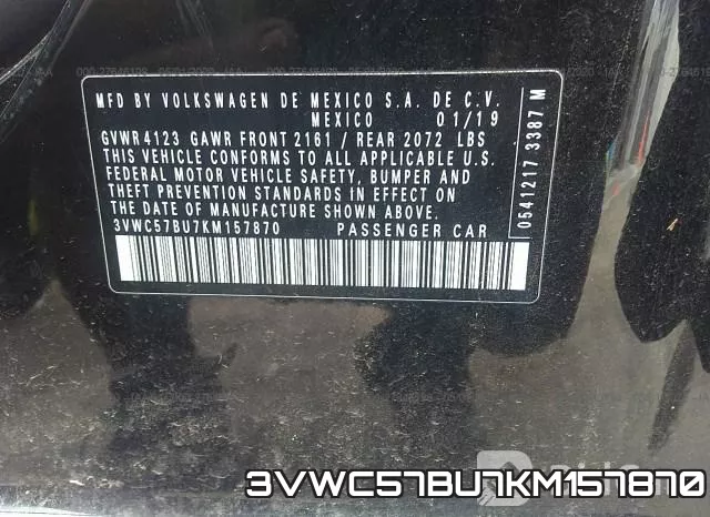 3VWC57BU7KM157870 фото 10