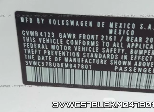 3VWC57BU8KM047801 фото 10