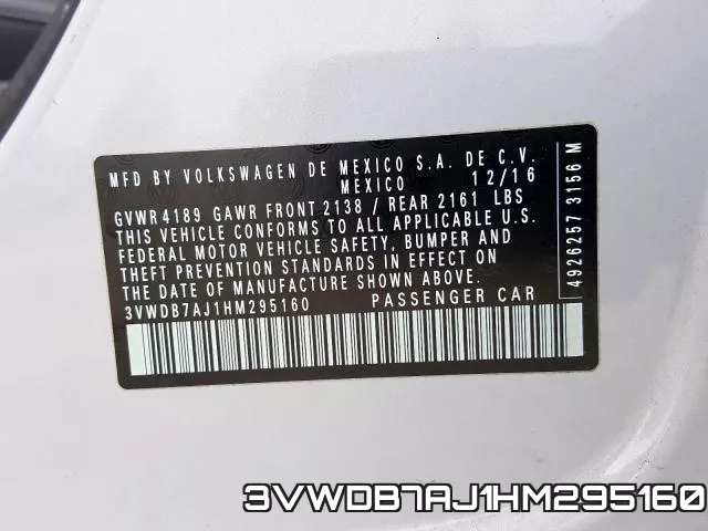 3VWDB7AJ1HM295160 фото 2