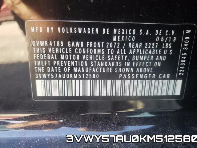 3VWY57AU0KM512580 фото 2