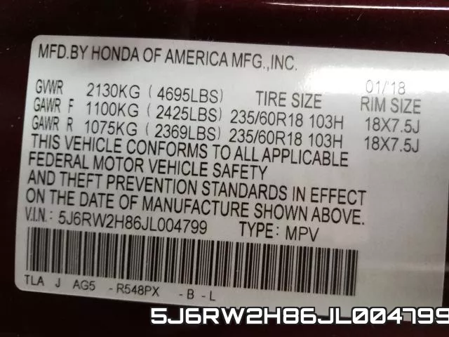 5J6RW2H86JL004799 фото 2