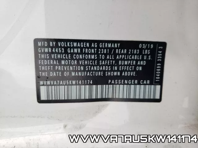 WVWVA7AU5KW141174 фото 2