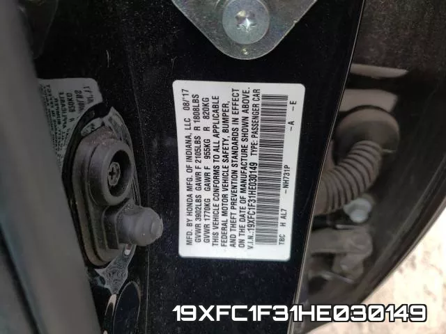 19XFC1F31HE030149 фото 2