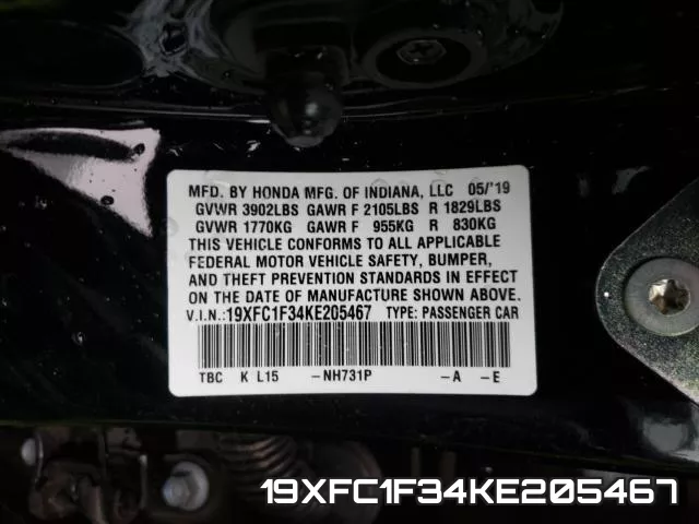 19XFC1F34KE205467 фото 2