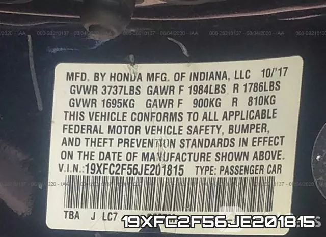 19XFC2F56JE201815 фото 10
