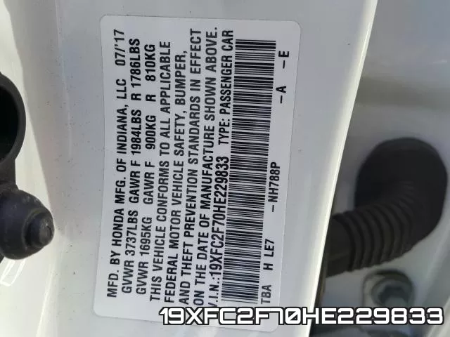 19XFC2F70HE229833 фото 2