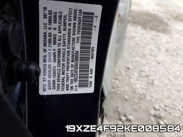 19XZE4F92KE008584 фото 2