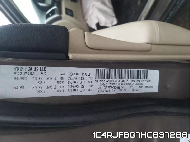 1C4RJFBG7HC837288 фото 2