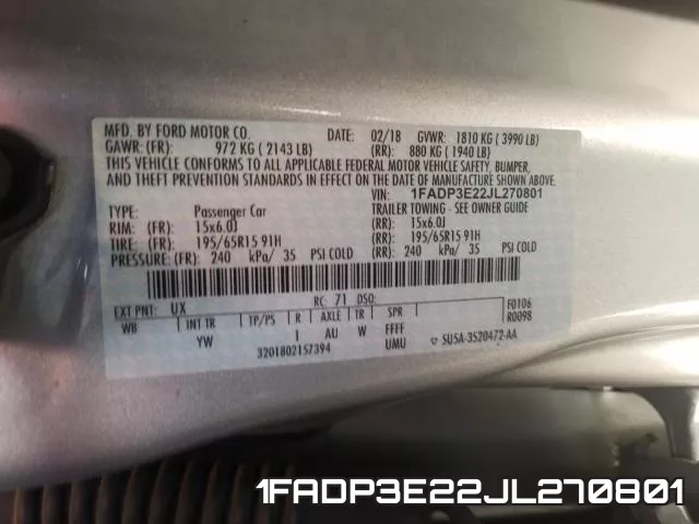 1FADP3E22JL270801 фото 2
