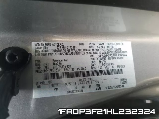 1FADP3F21HL232324 фото 2