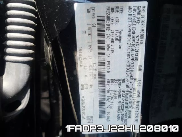 1FADP3J22HL208010 фото 2