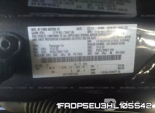 1FADP5EU3HL105542 фото 10