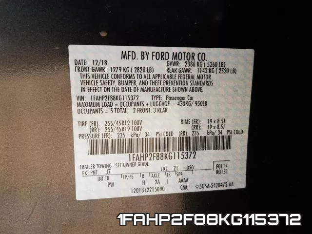 1FAHP2F88KG115372 фото 2