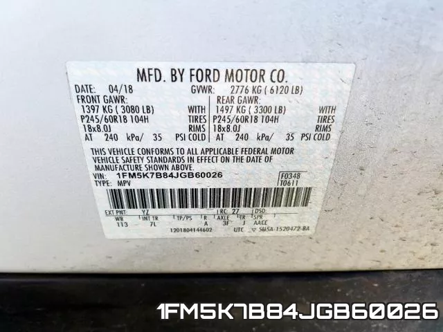 1FM5K7B84JGB60026 фото 2