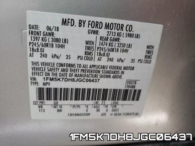 1FM5K7DH8JGC06437 фото 2
