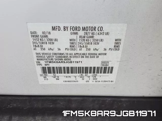 1FM5K8AR9JGB11971 фото 2