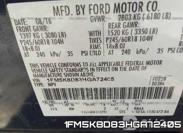 1FM5K8D83HGA72405 фото 10