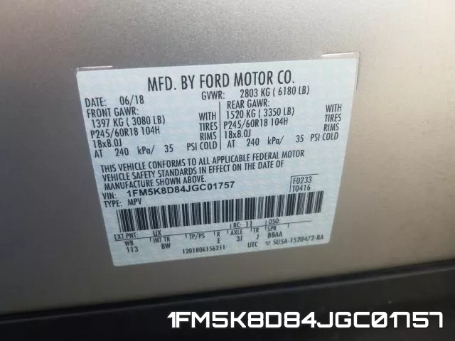 1FM5K8D84JGC01757 фото 2