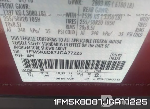 1FM5K8D87JGA77225 фото 10