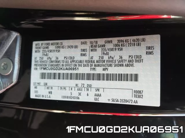 1FMCU0GD2KUA06951 фото 2