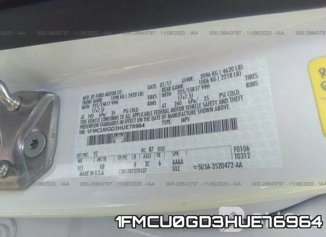 1FMCU0GD3HUE76964 фото 10