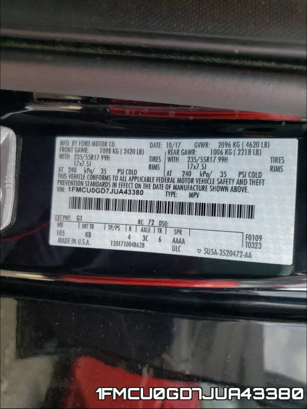1FMCU0GD7JUA43380 фото 2