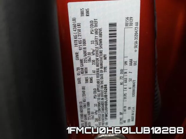 1FMCU0H60LUB10288 фото 10