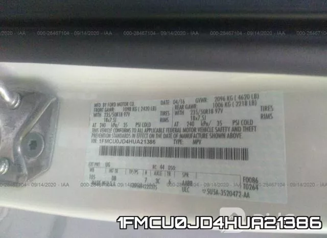 1FMCU0JD4HUA21386 фото 10