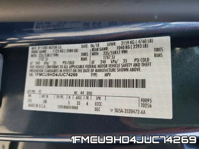 1FMCU9HD4JUC74269 фото 2
